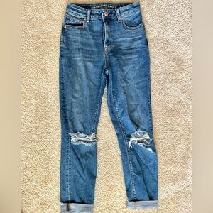 American Eagle Outfitters Ripped Blue Ankle Jeans